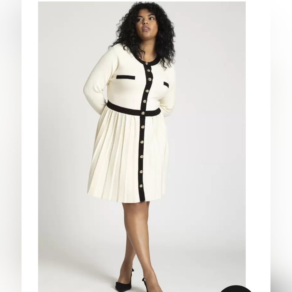 Eloquii Pleated Sweater Dress